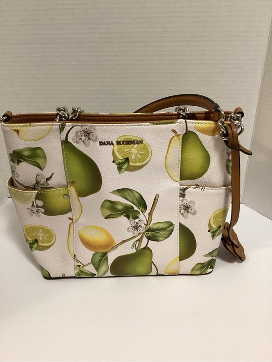 Dana Buchman Handbags - Dana Buchman Off-White Shoulder Bag with Green & Yellow Fruit Print